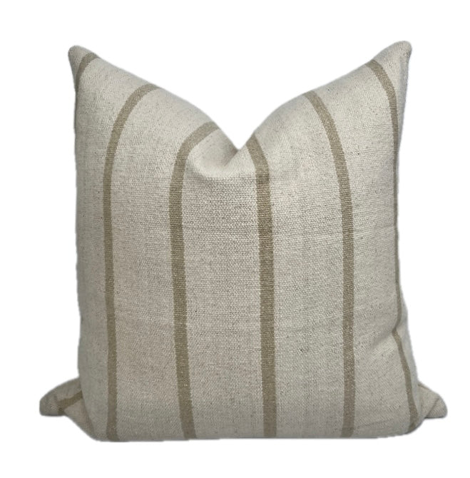 Hayden Beige Stripe Pillow Cover - Grain Sack Heavy Weight