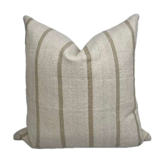 Hayden Beige Stripe Pillow Cover - Grain Sack Heavy Weight