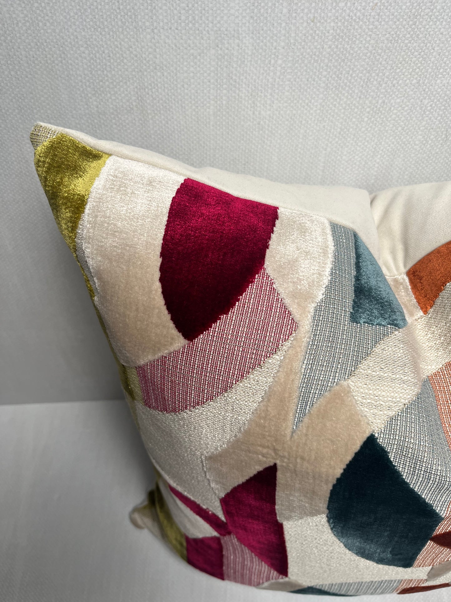 Naomi Multi Color Geometric / Abstract Velvet Throw Pillow