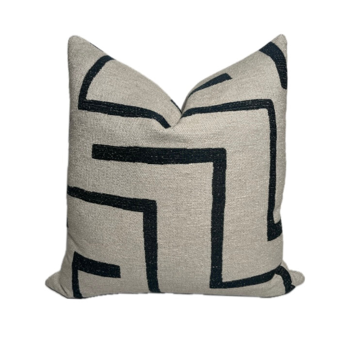 Leo Black and Cream Contemporary Pillow Cover
