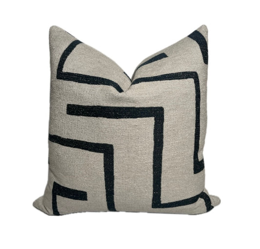 Leo Black and Cream Contemporary Pillow Cover