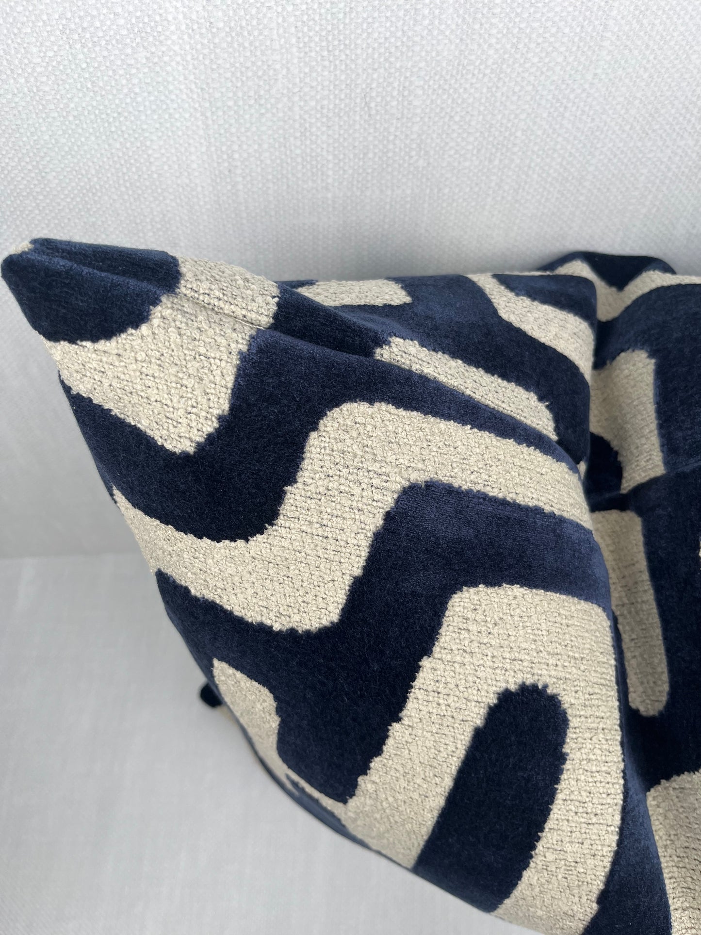 Lina Navy Blue Abstract Velvet Pillow Cover