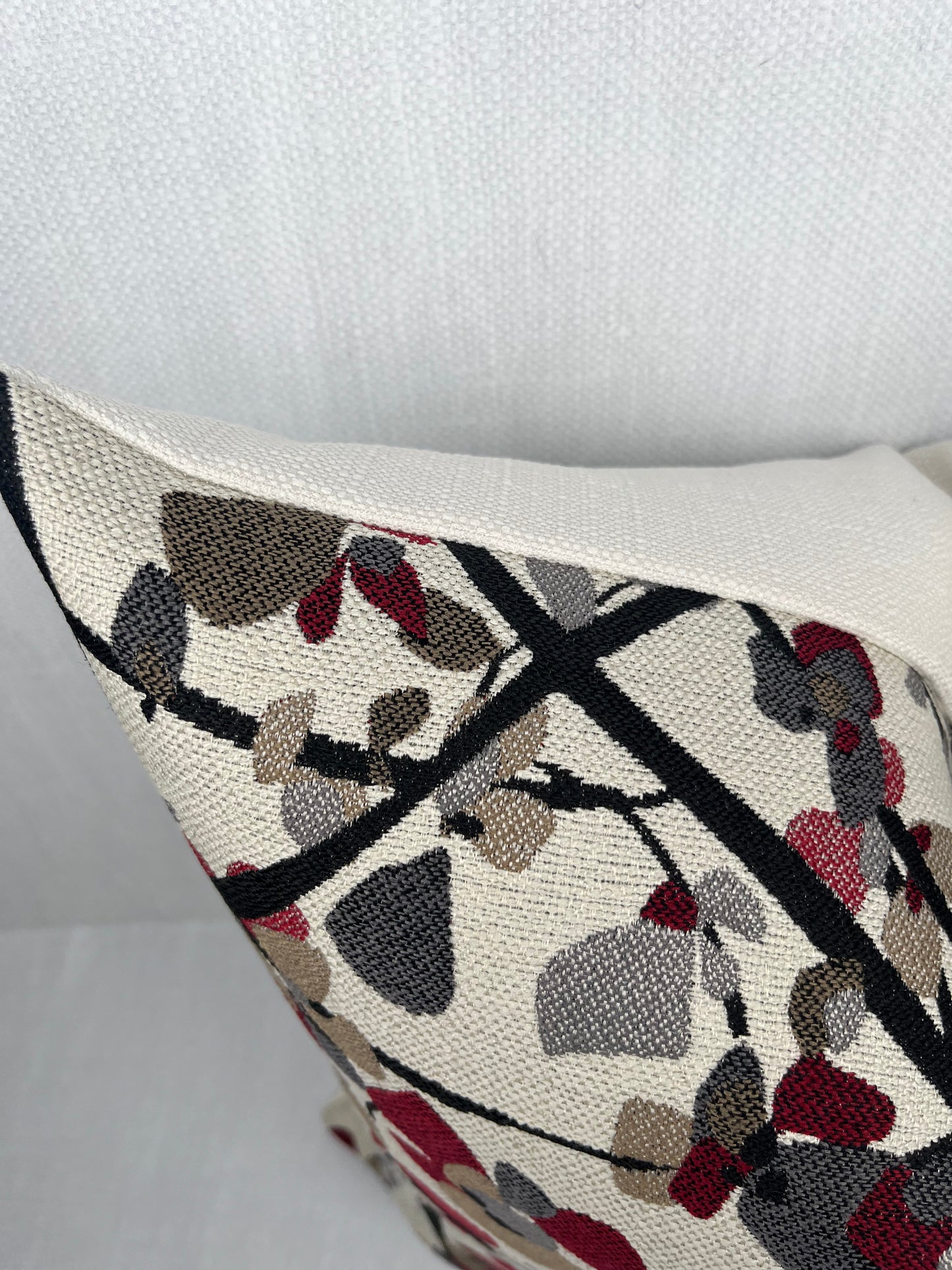 Juliet Decorative Floral Throw Pillow Cover / Modern Botanical / Burgundy Red, Grey, Black, Cream