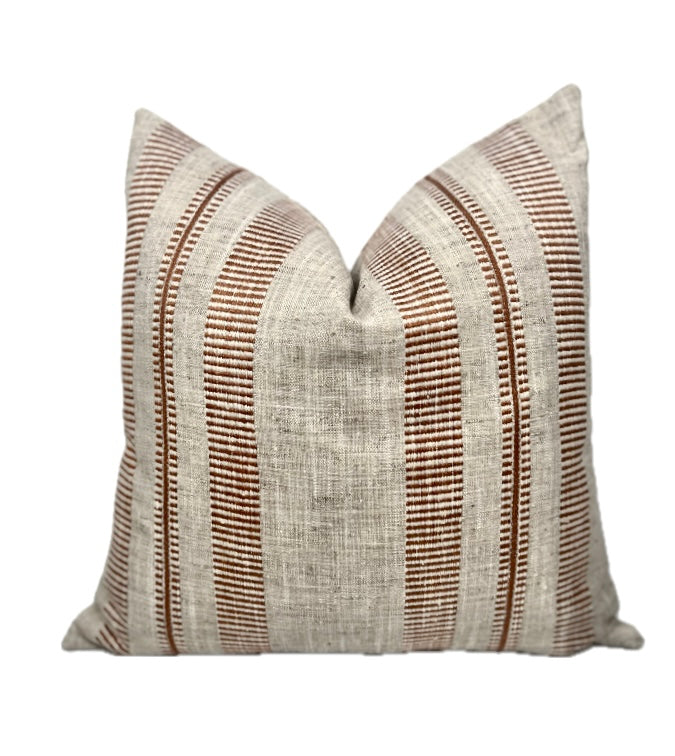 Riley Terracotta Striped Woven Pillow Cover