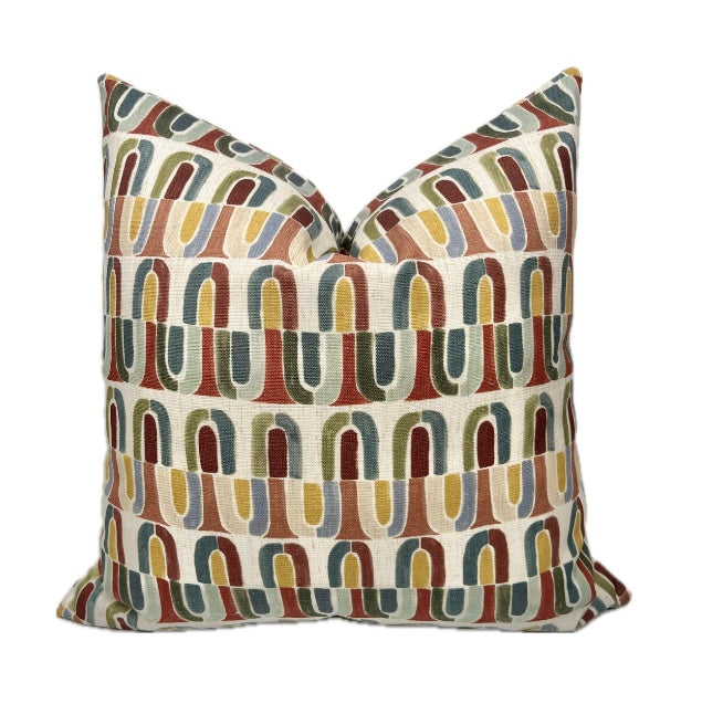 Peyton Mid Century Modern Pillow Cover / Retro Half Moon Geometric Cushion / Mustard Rust Olive Teal Throw