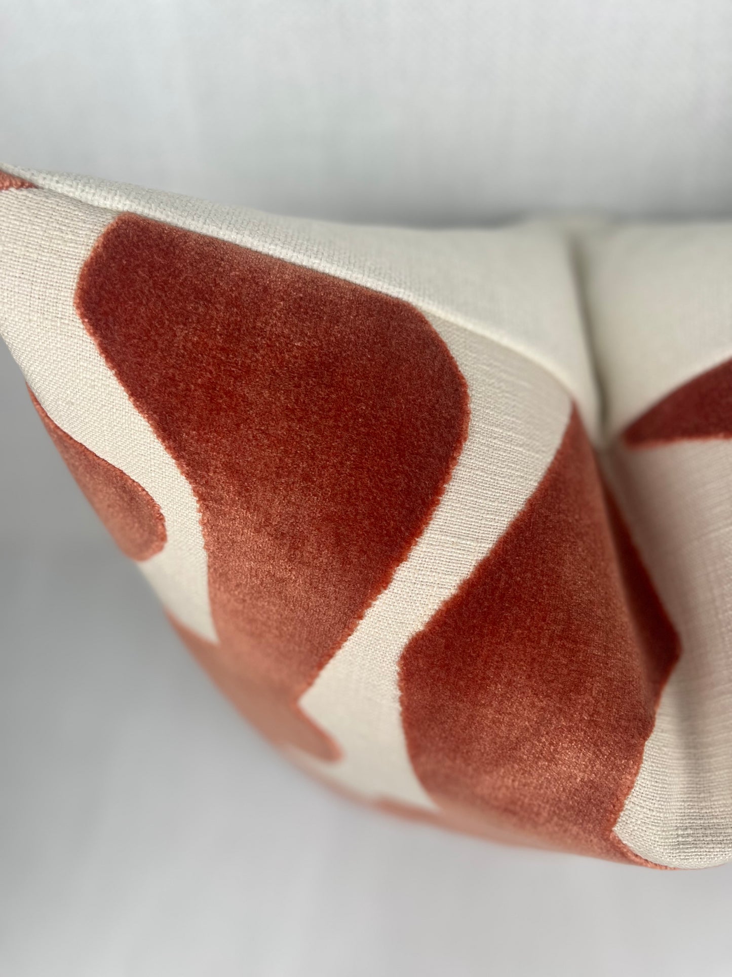 Rust Velvet Abstract Pillow Cover - Wavy Pattern