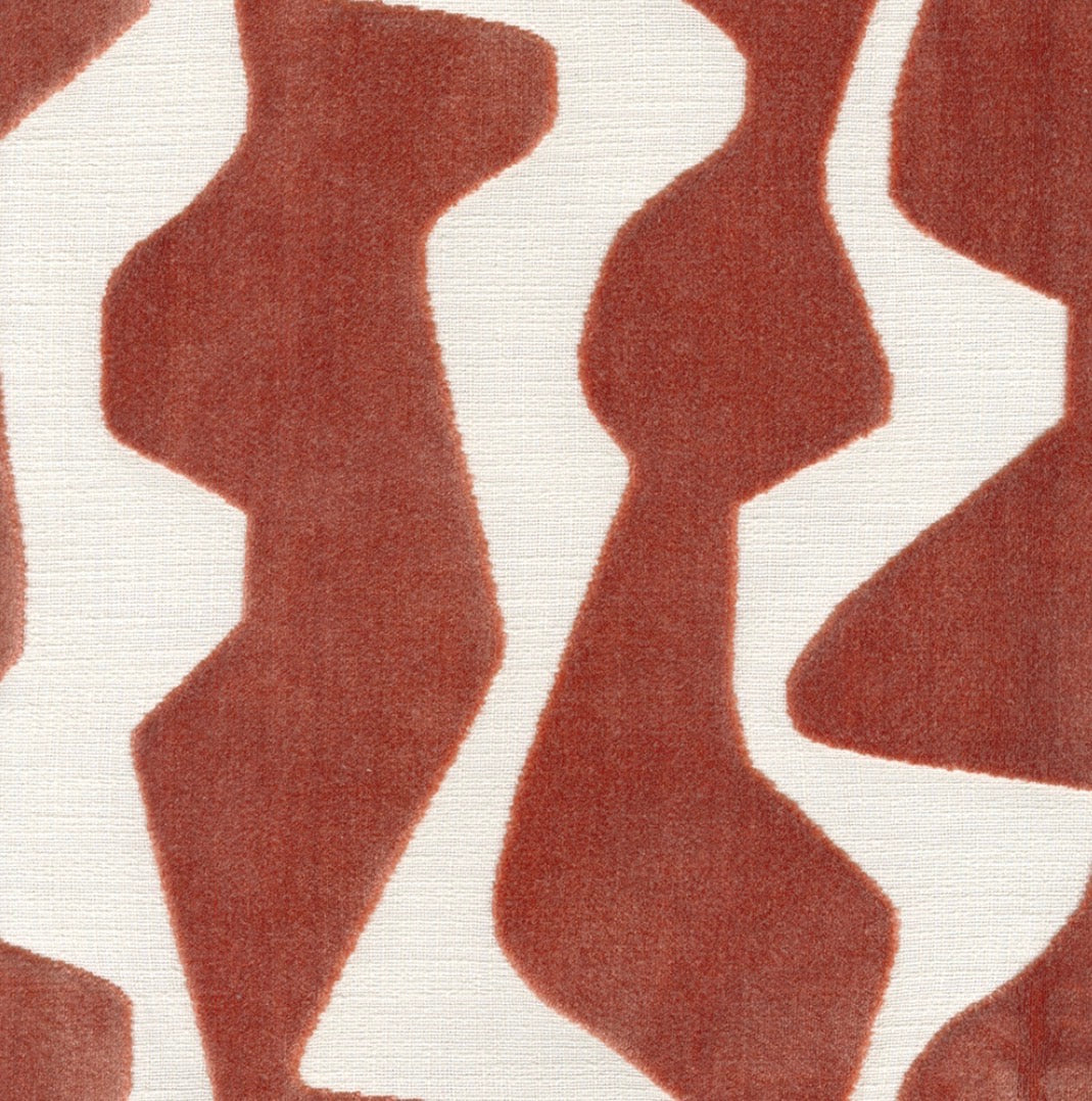 Rust Velvet Abstract Pillow Cover - Wavy Pattern
