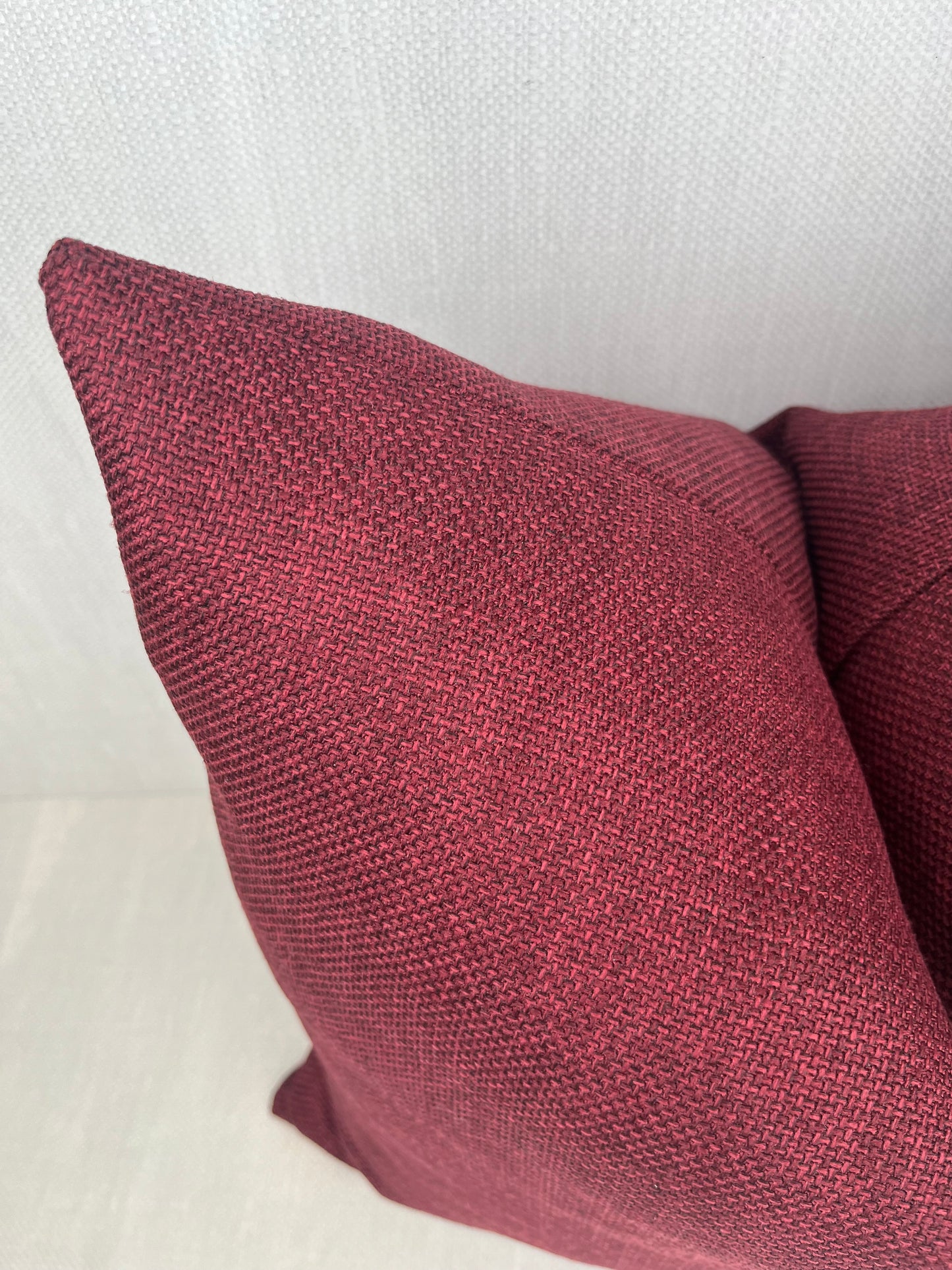 Ruby Burgundy Textured Woven Pillow Cover, Maroon Deep Red Throw Cushion, Dark Wine Decorative Pillow