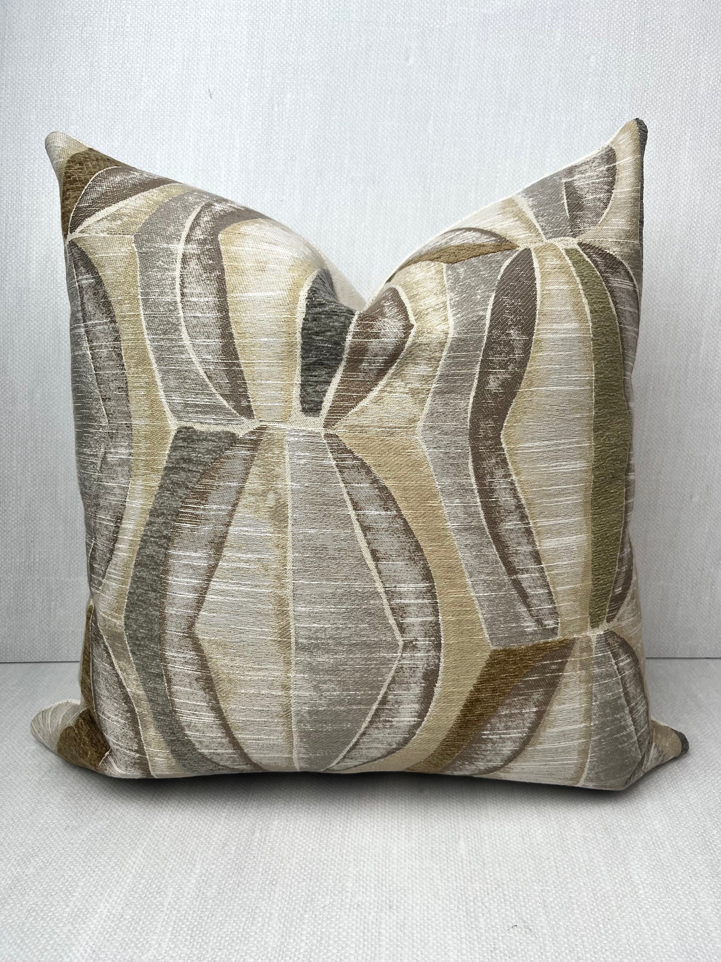 Merritt Geometric Throw Pillow Cover in Grey, Taupe, Charcoal and Green