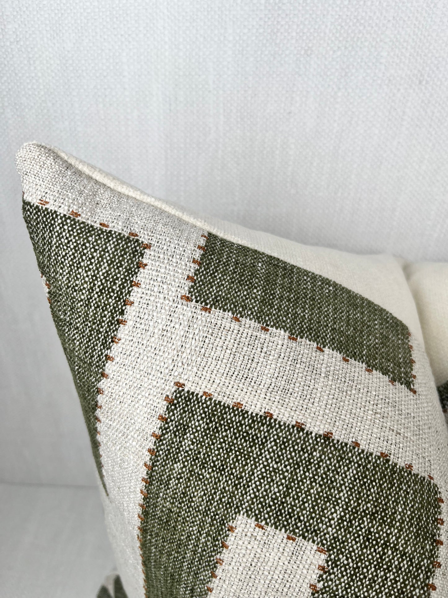 Lennox Green and Off White Geometric Pillow Cover - Modern Greek Key
