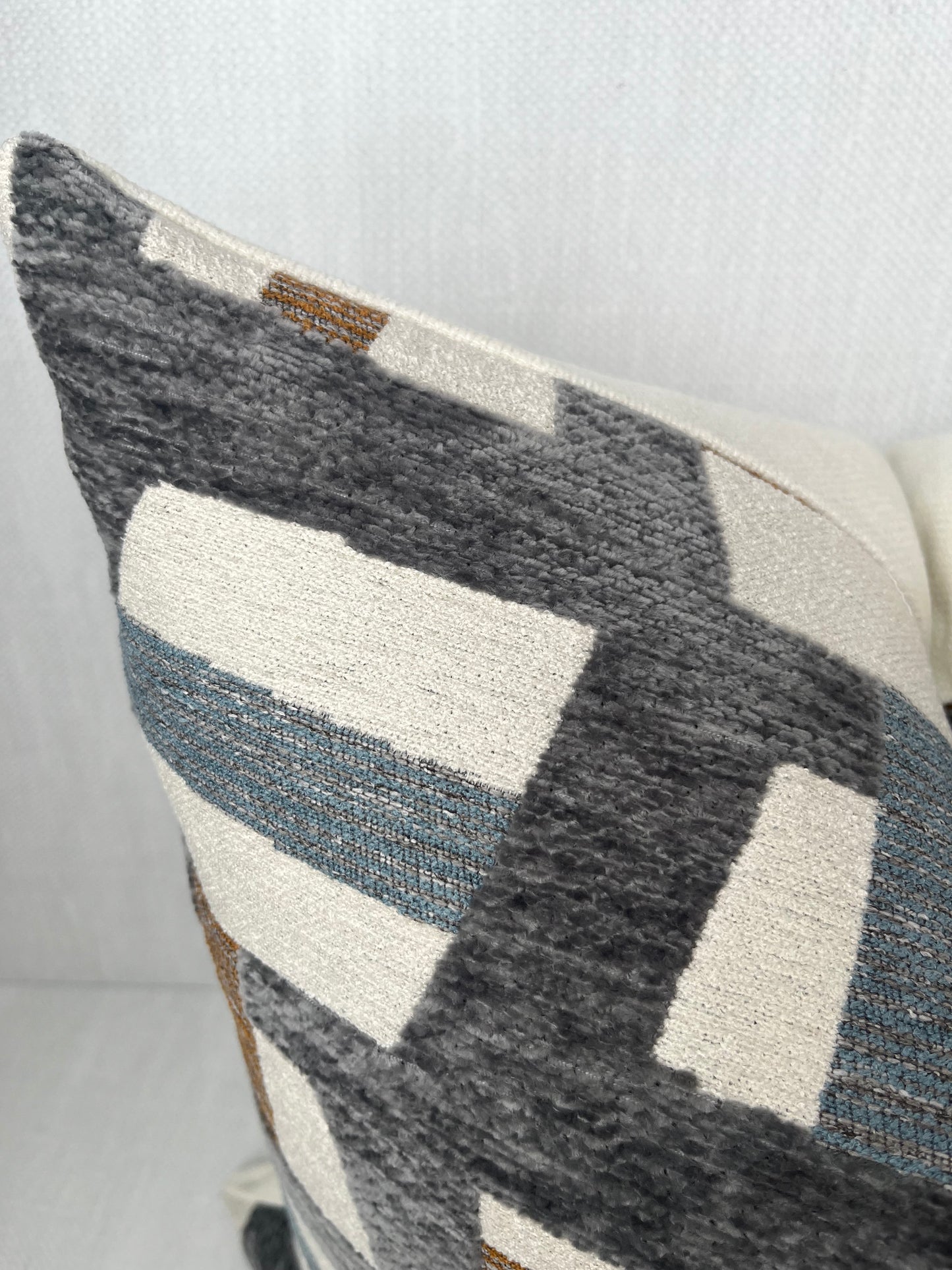 Colin Modern Geometric Pillow Cover Blue, Grey, Cream, Brown