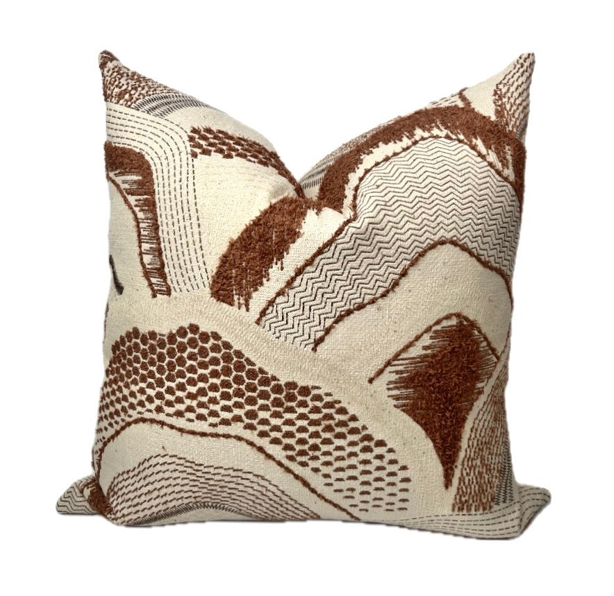 Montana Terracotta Abstract Landscape Throw Pillow Cover