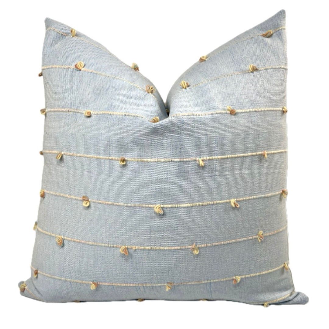 Lucy Stripe Woven Pillow Cover - Light Blue Macrame Handloom