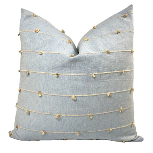 Lucy Stripe Woven Pillow Cover - Light Blue Macrame Handloom